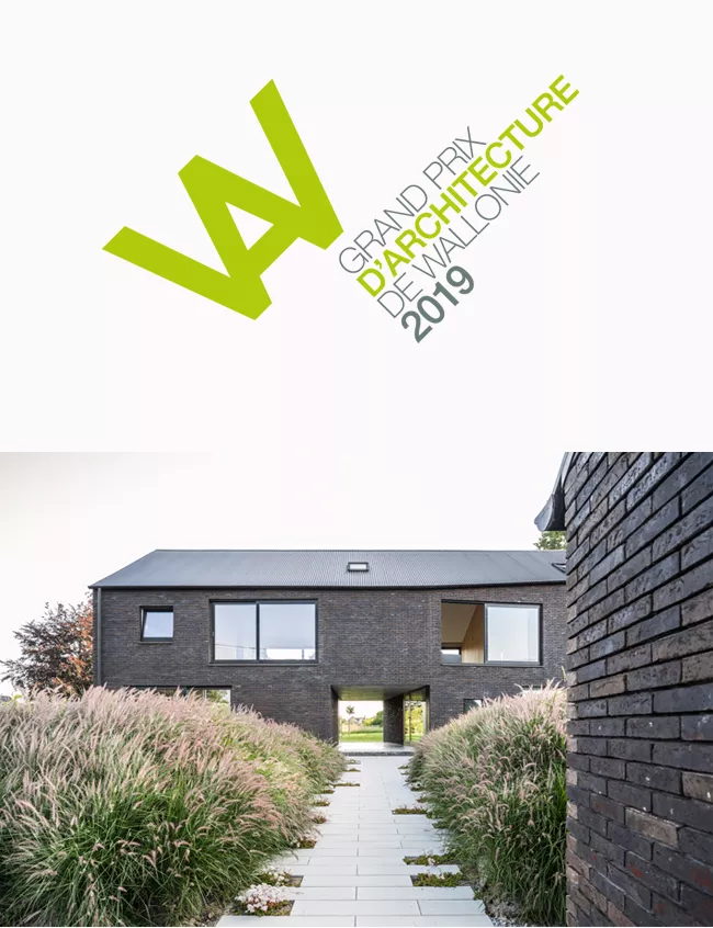 DECEMBRE 2019 - LRArchitectes remporte le GPAW dans la catégorie bâtiment résidentiel pour l'habitat groupé Bolette à Walhain