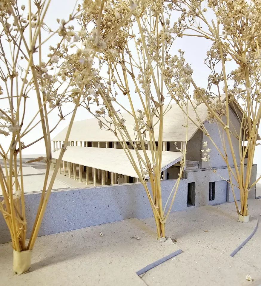 LRArchitectes Hebergement d'urgence extension cuisines refectoire structure bois croix rouge Natoye