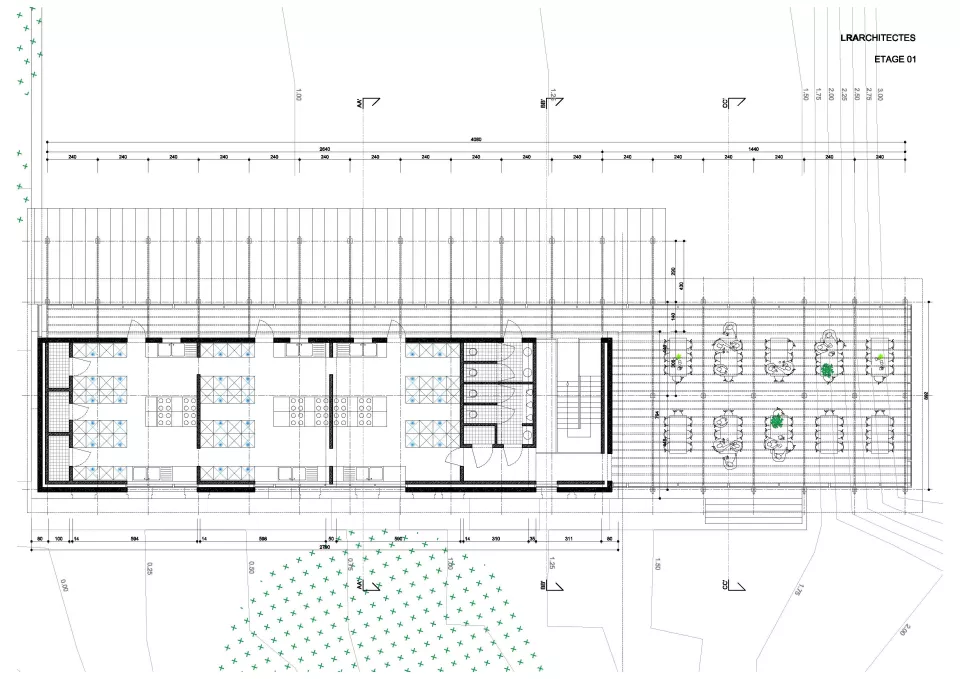LRArchitectes Hebergement d'urgence extension cuisines refectoire structure bois croix rouge Natoye